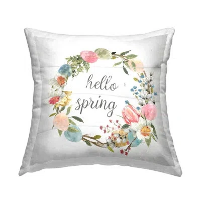 Stupell Industries Hello Spring Pastel Floral Wreath Petals Printed Throw Pillow Design By Livi + Fin