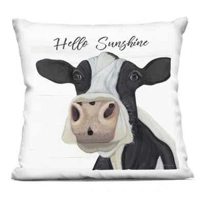 Stupell Industries Hello Sunshine Country Cow Decorative Printed Throw Pillow, Design By Ashley Justice, 18 X 7 X 18 In Black