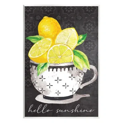 Stupell Industries Hello Sunshine Lemons In Teacup Patterned Floater Canvas Wall Art By Nd Art In Wood