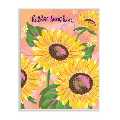 Stupell Industries Hello Sunshine Sentiment Blushing Yellow Sunflowers Small Daisies By Deborah Curiel In Wall Plaque