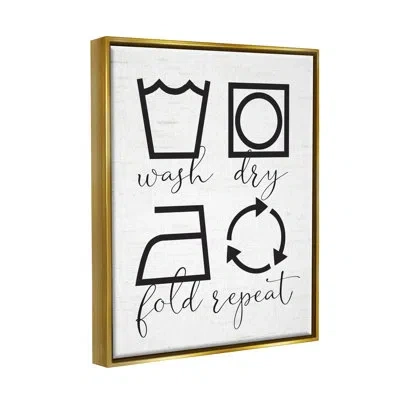 Stupell Industries Helpful Laundry Symbol Calligraphy Guide Chart By Lettered And Lined - Floater Frame Print On Canvas In Metallic Gold Floater Frame