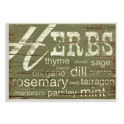 Stupell Industries Herbs And Words Green Kitchen In Wall Plaque