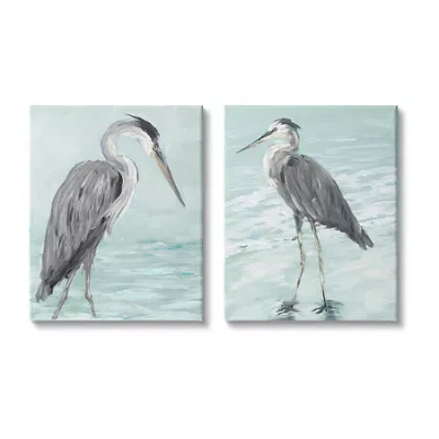 Stupell Industries Heron Birds On Beach Coast 2-pc. Wall Art Set In Gray