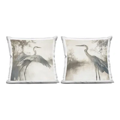 Stupell Industries Heron Feathers Over Water 2 Piece Decorative Printed Throw Pillow Set Design By Mona Grace In White