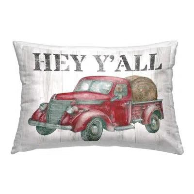 Stupell Industries Hey Y'all Rustic Truck Decorative Printed Throw Pillow By Studio 731 Rep. Levison Designs In Red