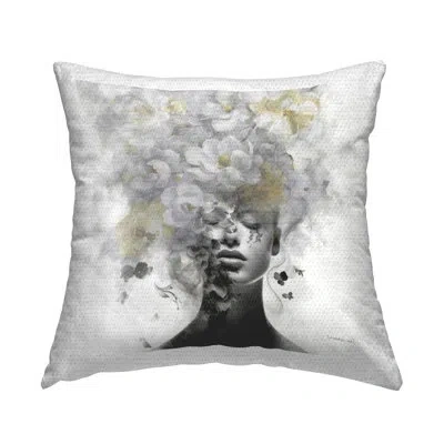 Stupell Industries Hidden Spring Visage Outdoor Printed Pillow By Danhui Nai In Gray