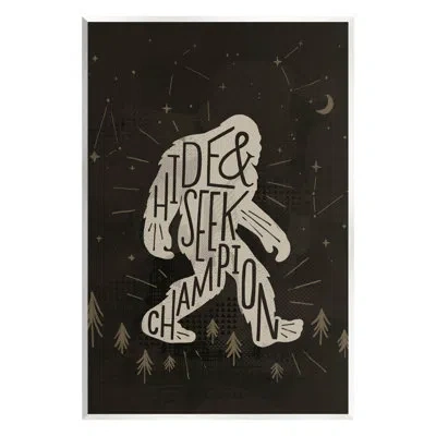 Stupell Industries Hide & Seek Champion Bigfoot Yeti Giclee Art By Loni Harris In Wood