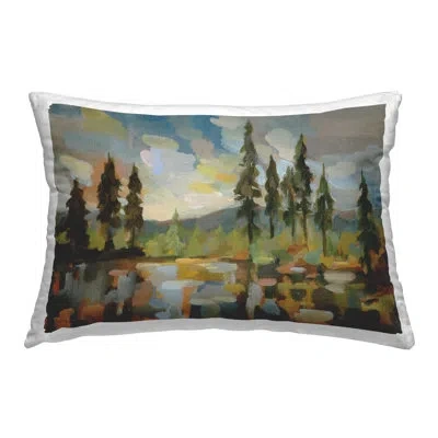 Stupell Industries High Mountain Lake Decorative Printed Throw Pillow Design By Silvia Vassileva In Green