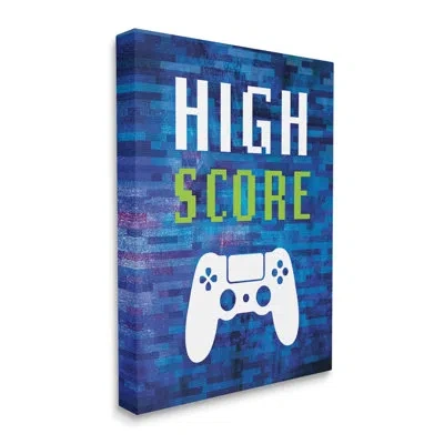 Stupell Industries High Score Pixel Style Gaming Controller By Victoria Barnes - Floater Frame Painting On Canvas In Wrapped Canvas