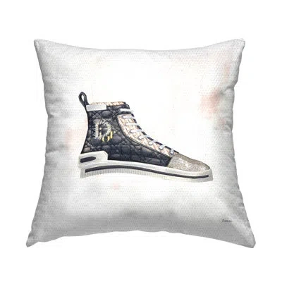 Stupell Industries High Top Fashion Forward Quilted Sneakers Glam Style Printed Pillow Outdoor Printed Pillow By Ziwei  In Beige