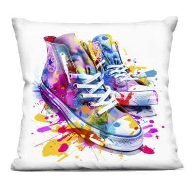 Stupell Industries High Top Sneakers Splash Decorative Printed Throw Pillow, Design By Creative Studio In Purple