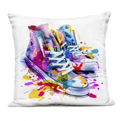 Stupell Industries High Top Sneakers Splash Outdoor Printed Pillow, Design By Creative Studio In Purple