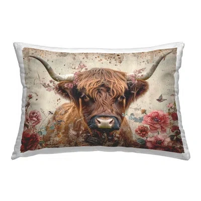 Stupell Industries Highland Cow In Spring Decorative Printed Throw Pillow By Lsr Design Studio In Brown