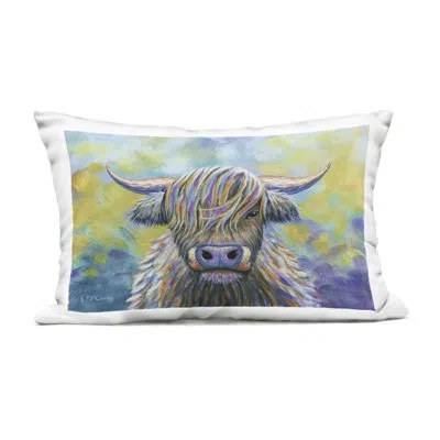 Stupell Industries Highland Cow With Vibrant Hair Outdoor Printed Pillow, Design By Jadei Graphics