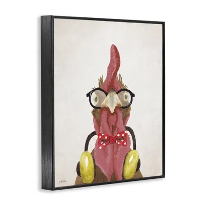 Stupell Industries Hipster Bird & Headphones Giclee Art By Lee Keller In Midnight Black Framed Giclee