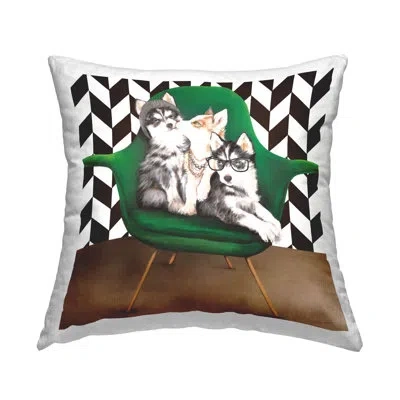 Stupell Industries Hipster Dogs Green Mod Chair Chevron Pattern Printed Throw Pillow Design By Kamdon Kreations