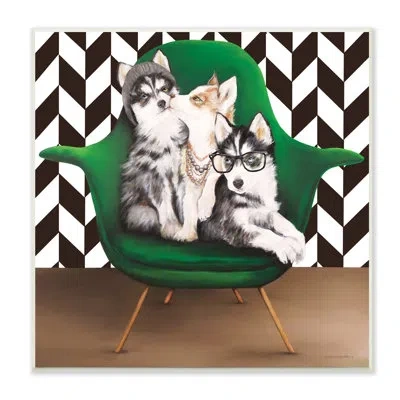 Stupell Industries Hipster Dogs Green Mod Chair Modern Room Interior Oversized Stretched Canvas Wall Art By Kamdon Krea In Black