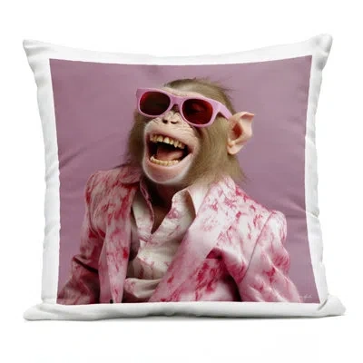 Stupell Industries Hipster Monkey In Suit Outdoor Printed Pillow, Design By Roozbeh, 18 X 7 X 18 In Purple