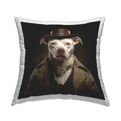 Stupell Industries Historical Fashion Pit Bull Outdoor Printed Pillow By Rb In Brown