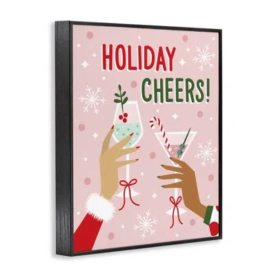 Stupell Industries Holiday Cheers Celebratory Cocktails Giclee Art, Design By Ilis Avilés In Midnight Black Framed Giclee