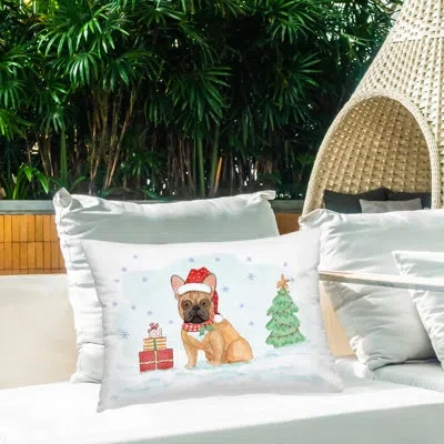 Stupell Industries Holiday Dog In Snow Printed Outdoor Throw Pillow Design By Mollie B. In Blue