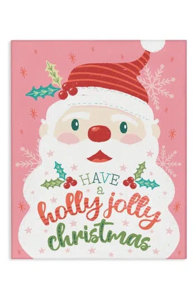 Stupell Industries Holly Jolly Santa Canvas Wall Art In Pink