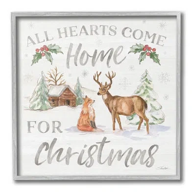 Stupell Industries " Home For Christmas Phrase Single Picture Frame " By Silvia Vassileva On Canvas In Farmhouse Gray Framed Giclee