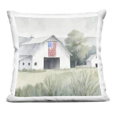 Stupell Industries Home Usa Flag Barn Decorative Printed Throw Pillow, Design By Kim Allen In White