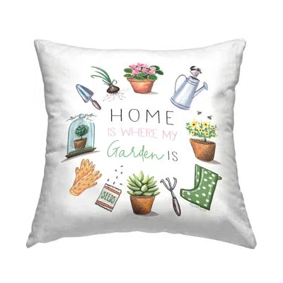 Stupell Industries Home Where Garden Is Decorative Printed Throw Pillow Design By Elizabeth Tyndall In White