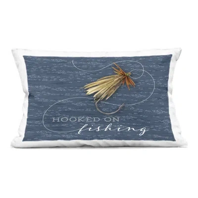 Stupell Industries Hooked On Fishing Decorative Printed Throw Pillow, Design By Holly Thomas Stein In Blue