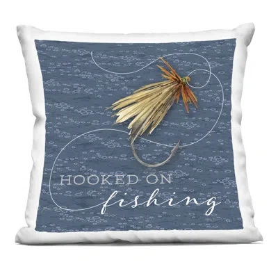 Stupell Industries Hooked On Fishing Hobby Decorative Printed Throw Pillow, Design By Holly Thomas Stein In Blue