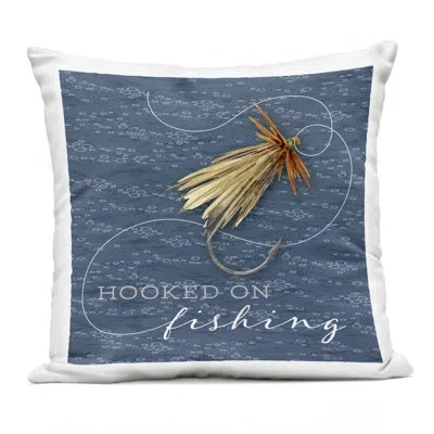 Stupell Industries Hooked On Fishing Outdoor Printed Pillow, Design By Holly Thomas Stein