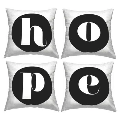 Stupell Industries Hope Initial Letters 4 Piece Outdoor Printed Pillow Set By Lil' Rue In Black;white