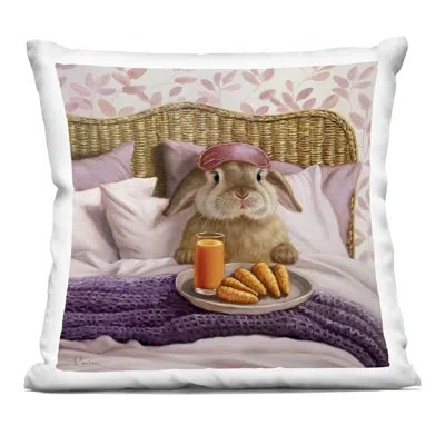 Stupell Industries Hoppy Meal Bunny In Bed Decorative Printed Throw Pillow, Design By Lucia Heffernan, 18 X 7 X 18 In Brown