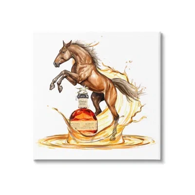 Stupell Industries Horse & Whiskey Bottle By Ziwei Li In Wrapped Canvas