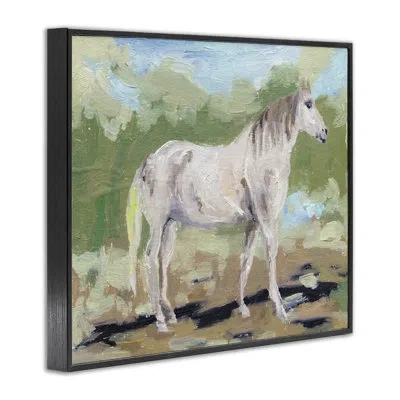 Stupell Industries Horse's Quiet Gallop Giclee Art, Design By Melissa Wang In Midnight Black Framed Giclee