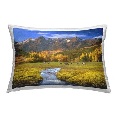 Stupell Industries Horse Ranch Autumn View Outdoor Printed Pillow By Chris Vest In Blue