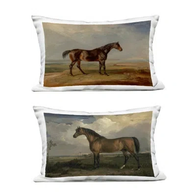 Stupell Industries Horses In Desolate Terrain Design By James Ward Outdoor Printed Pillow (set Of 2) In Brown