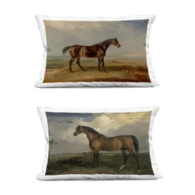 Stupell Industries Horses In Desolate Terrain Design By James Ward Throw Pillow (set Of 2) In Brown