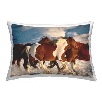 Stupell Industries Horses Splashing Snow Decorative Printed Throw Pillow Design By Lisa Dearing In Brown