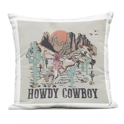 Stupell Industries Howdy Cowboy Vintage View Outdoor Printed Pillow Design By Jedco Brands, Inc. In Tan