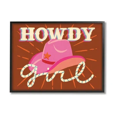 Stupell Industries Howdy Girl Cowboy Hat Phrase Framed On Wood By Deborah Curiel Graphic Art In Midnight Black Framed Giclee