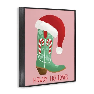Stupell Industries Howdy Holidays Boot & Hat Framed Giclee Art, Design By Taylor Shannon Designs In Midnight Black Framed Giclee