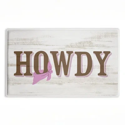 Stupell Industries Howdy With Bandana Printed Plush Bath Mat And Bath Rug, Design By Kim Allen, 18"x30" In Pink