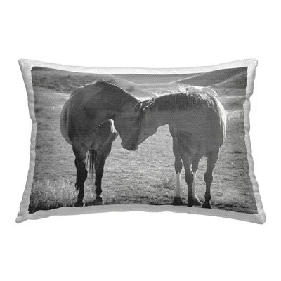 Stupell Industries Hugging Horses Landscape Outdoor Printed Pillow By Steve Toole In Gray