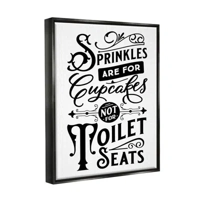 Stupell Industries Humorous Bathroom Toilet Seat Phrase Vintage Typography By Lettered And Lined - Floater Frame Print  In Jet Black Floater Frame
