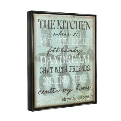 Stupell Industries Humorous Kitchen List Sign Vintage Weathered Style By Graffitee Studios - Floater Frame Print On Can In Jet Black Floater Frame
