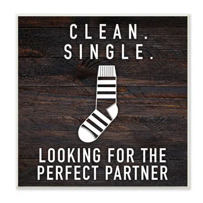 Stupell Industries Humorous Single Sock Laundry Sign Grain Pattern By Marcus Prime - Graphic Art In Wall Plaque