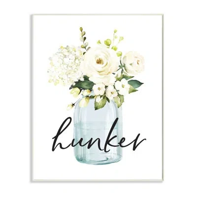 Stupell Industries Hunker Text Spring Floral Bouquet Blue White By Urban Road - Print In Wall Plaque