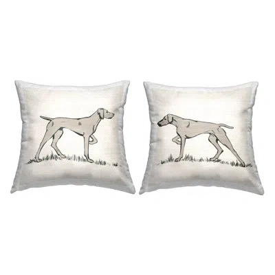 Stupell Industries Hunting Dog Casual Animal Nature 2 Piece Outdoor Printed Pillow Set By Grace Popp In Beige